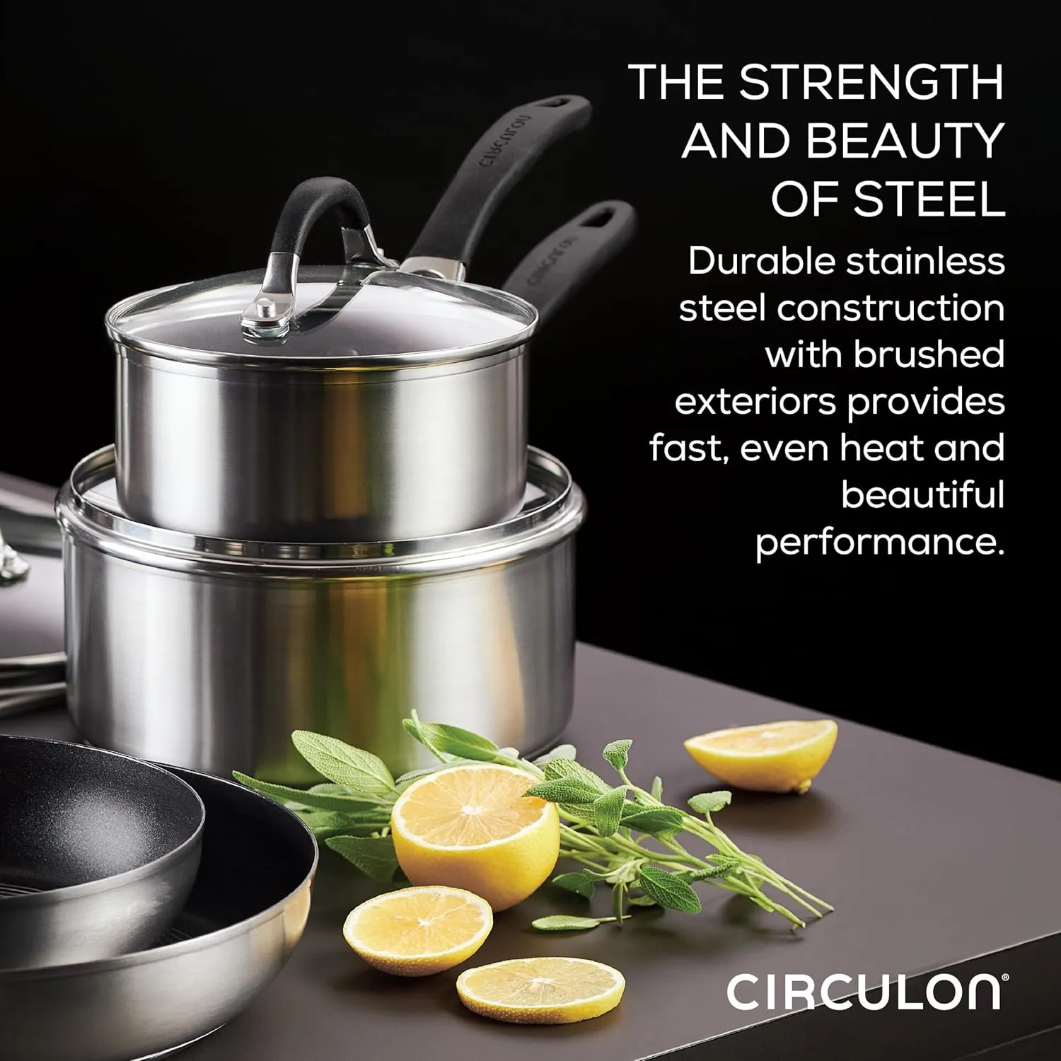 Circulon SteelShield Stainless Steel Frying Pan Set with SteelShield Hybrid Stainless and Nonstick Technology, 10 Inch and 8 Inch - Stainless Steel