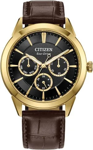 Citizen Classic Black Dial Brown Leather Strap Watch 40mm - BU2112-06E
