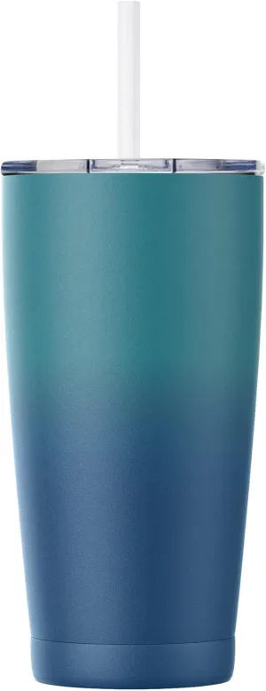 CIVAGO 20oz Insulated Stainless Steel Tumbler, Coffee Tumbler with Lid and Straw, Double Wall Vacuum Leak-proof Travel Coffee Mug, Powder Coated Water Tumbler Cup (Serene Lake,1)