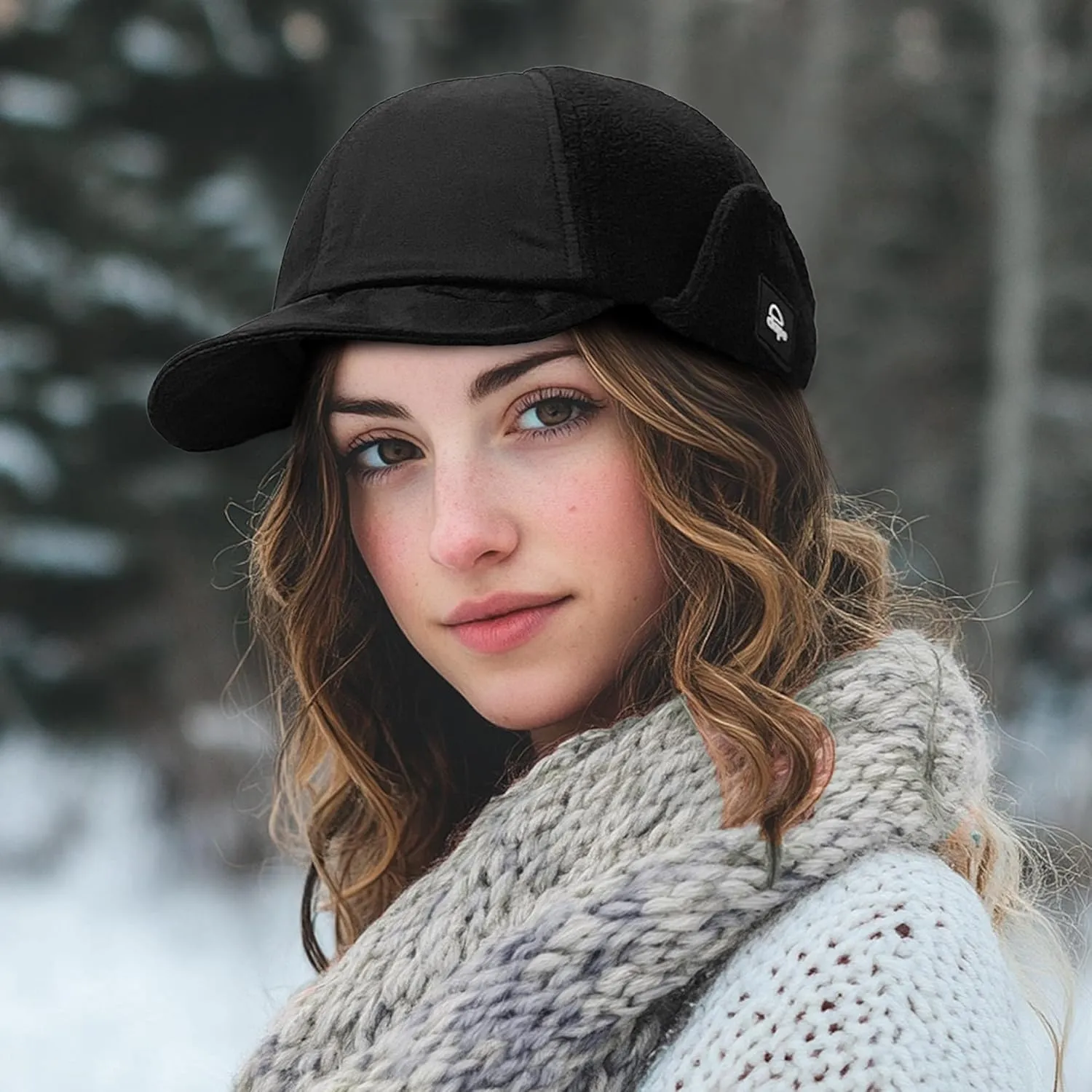 Clakllie Men's Winter Earflaps Baseball Hat - Cold Weather Trapper Ushanka Russian With Brim - Foldable Elmer Fudd