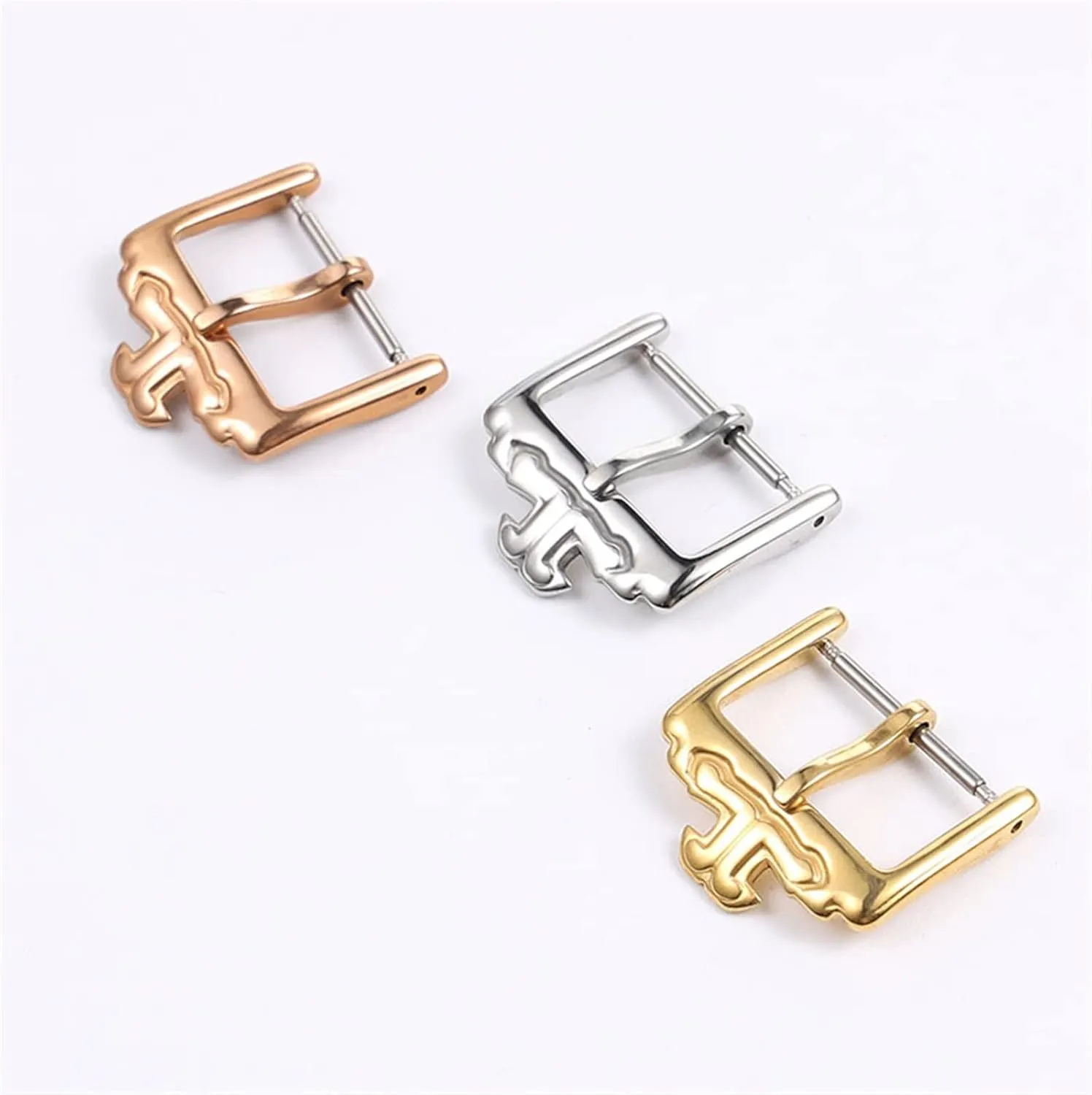 Classic 18mm Silver Gold Rosegold Pin Stainless Steel Deployment Clasp Folding Buckle for Jaeger-lecoultre Watchband (Color : Silver, Size : 18mm)