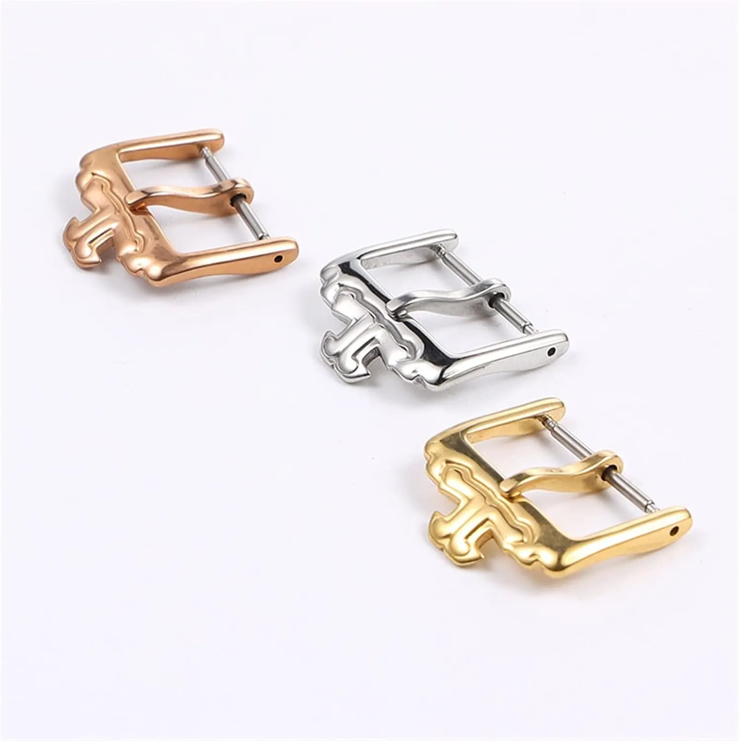 Classic 18mm Silver Gold Rosegold Pin Stainless Steel Deployment Clasp Folding Buckle for Jaeger-lecoultre Watchband (Color : Silver, Size : 18mm)
