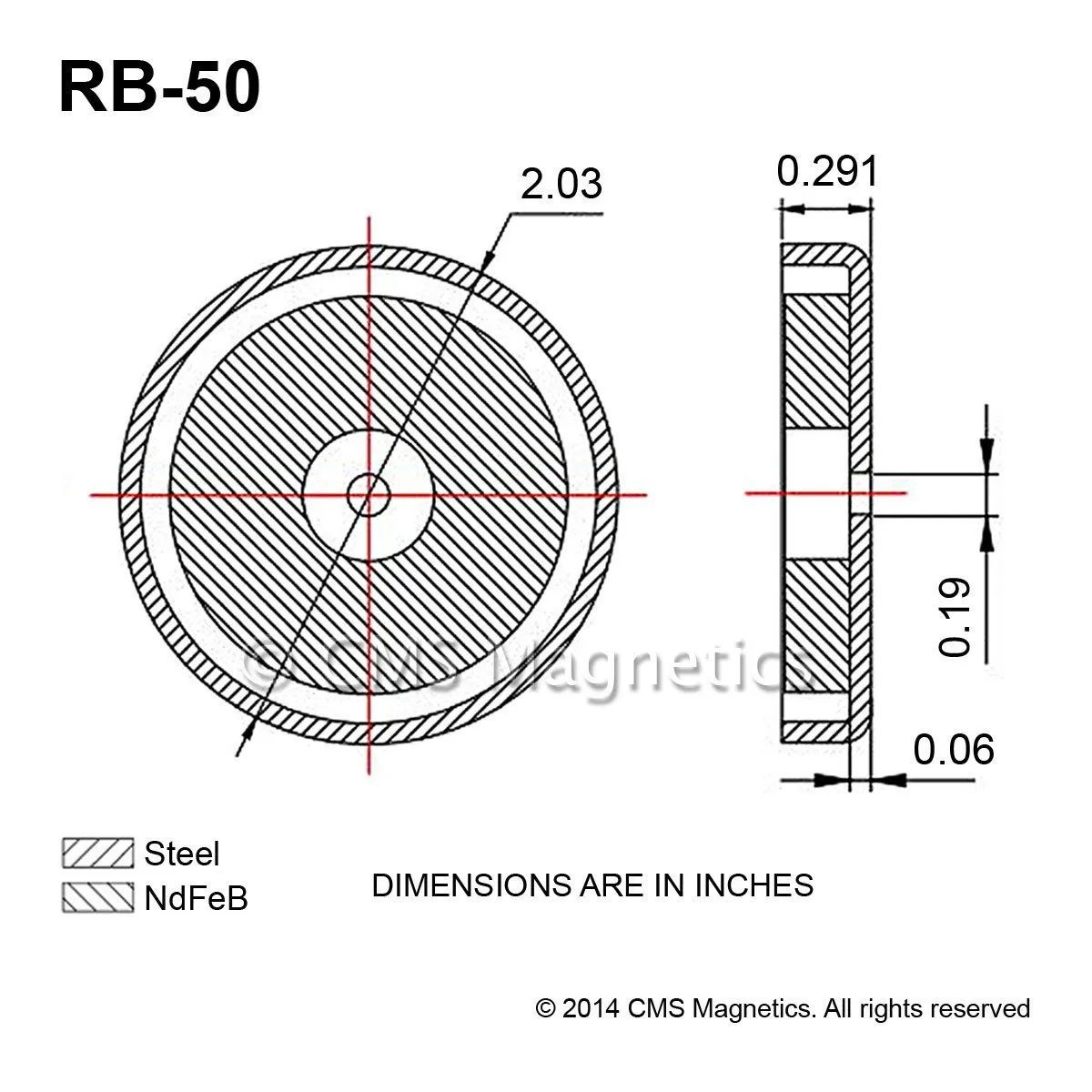 CMS MAGNETICS - 3-Pack RB80 C8 Ceramic Ferrite Round Base Magnet with Anti-Corrosion Chrome Plated Steel Cup and 100 LB Pull Force - Cup Diameter: 81.3mm, Center Hole: 7mm, Thickness: 10.7mm