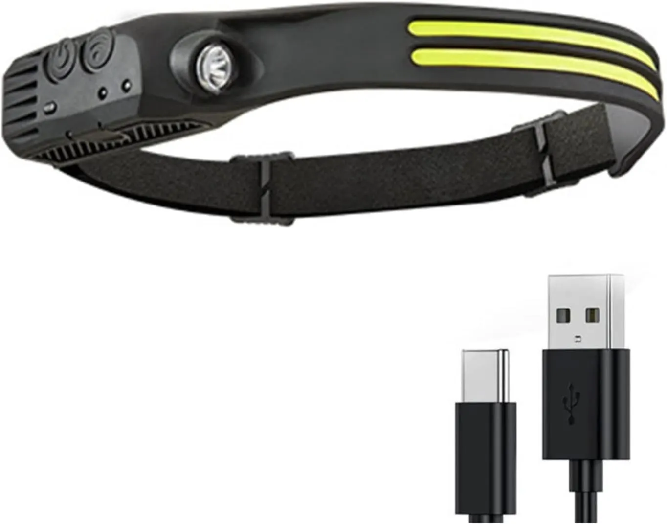 COB LED Head Lamp Flashlight Sensor Headlight USB Rechargeable Headlamp with Built-in Battery Strong Light Head Torch CXA- (Emitting Color : W689-2 White)