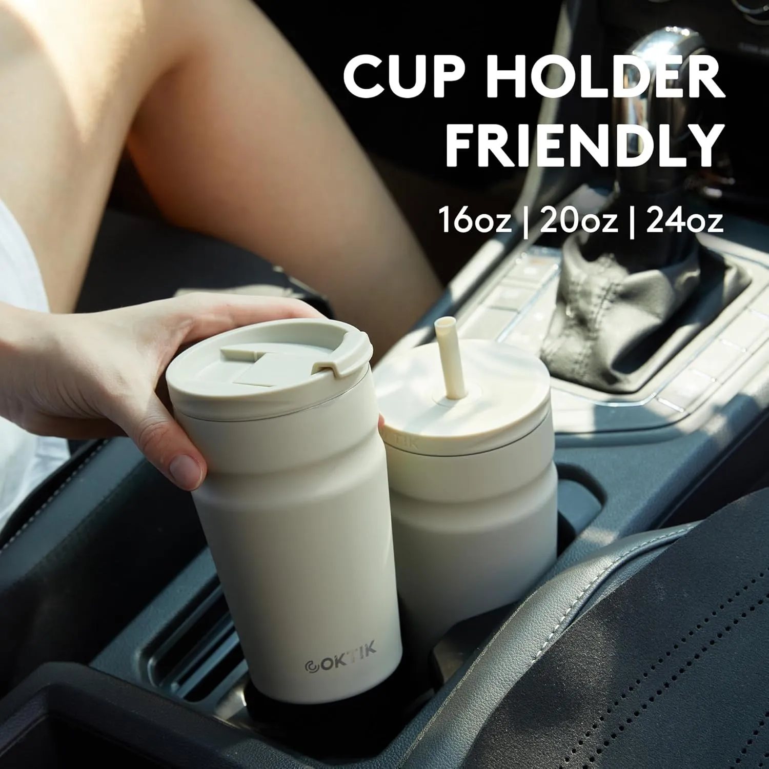 COKTIK 20oz Insulated Tumbler with Lid and Straw 2 Lids (Straw/Flip) Iced Coffee Cup Reusable Stainless Steel Travel Mug Water Bottle Cupholder Friendly for Women Men Her Him (Twilight Fog)