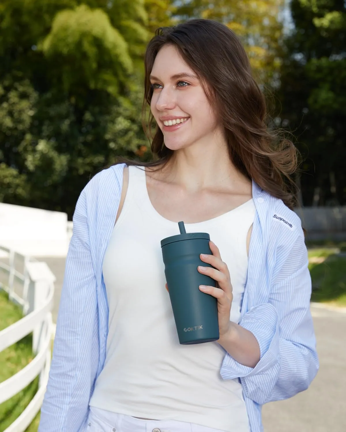 COKTIK 20oz Insulated Tumbler with Lid and Straw 2 Lids (Straw/Flip) Iced Coffee Cup Reusable Stainless Steel Travel Mug Water Bottle Cupholder Friendly for Women Men Her Him (Twilight Fog)
