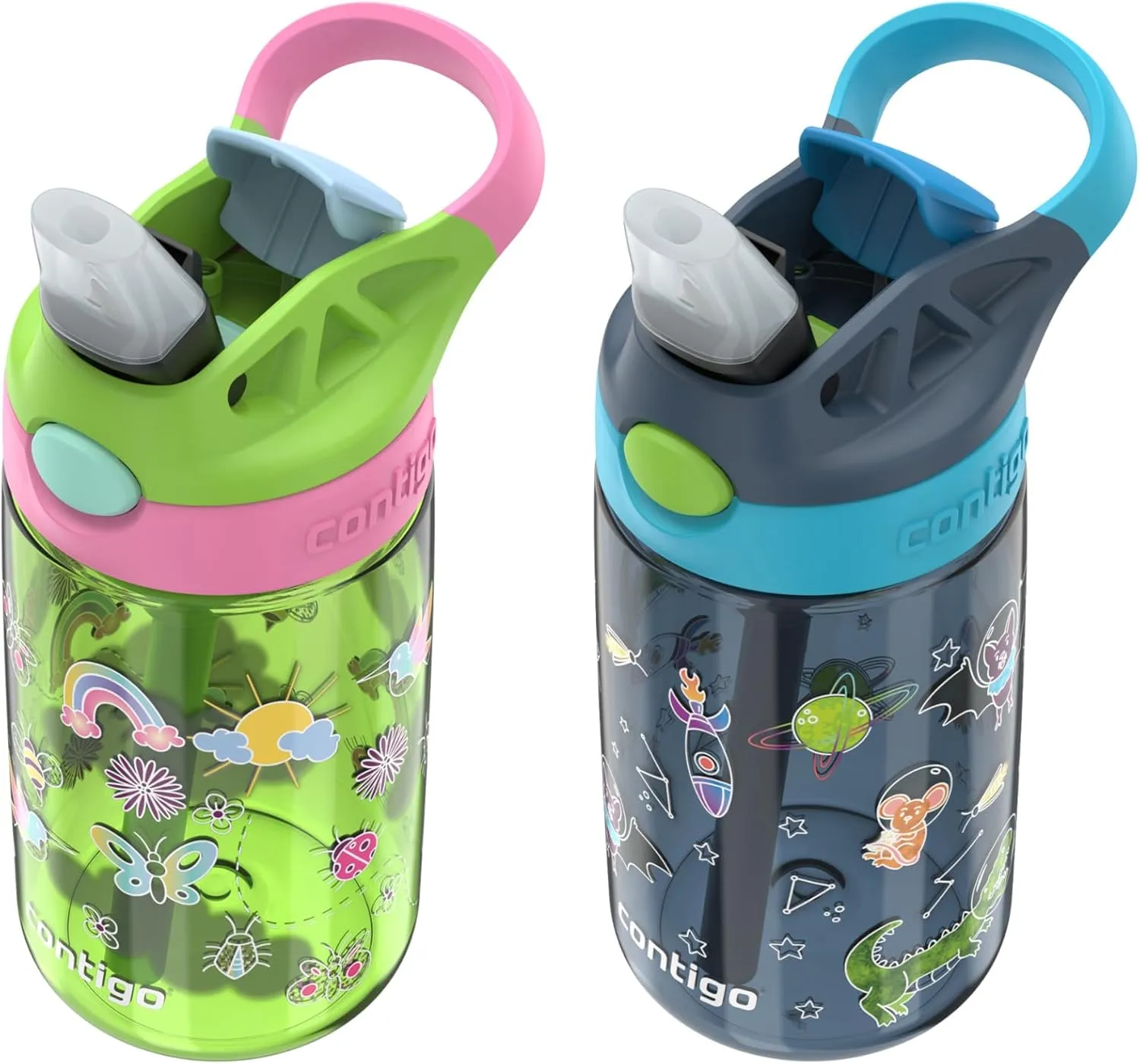 Contigo Kids Water Bottle with Redesigned AUTOSPOUT Straw, 14 oz, 2-Pack