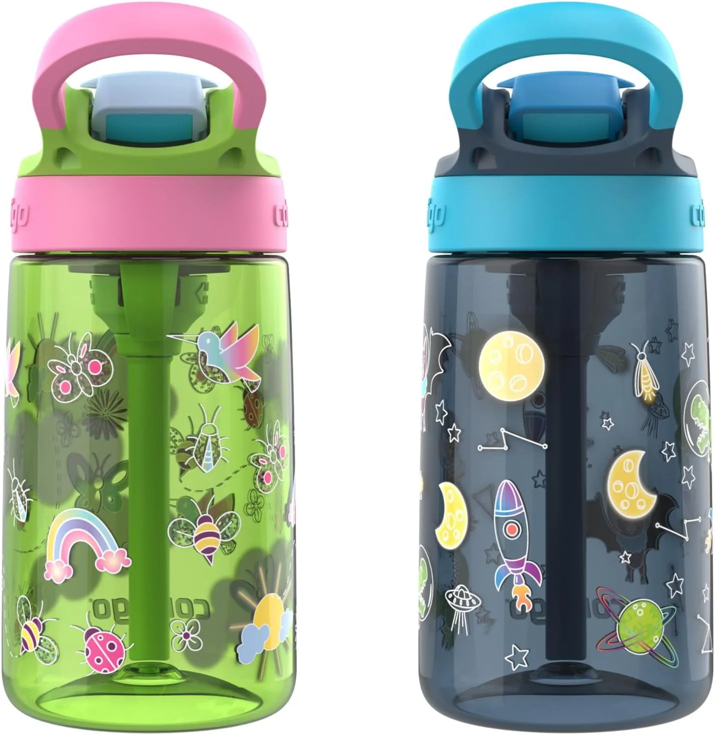 Contigo Kids Water Bottle with Redesigned AUTOSPOUT Straw, 14 oz, 2-Pack
