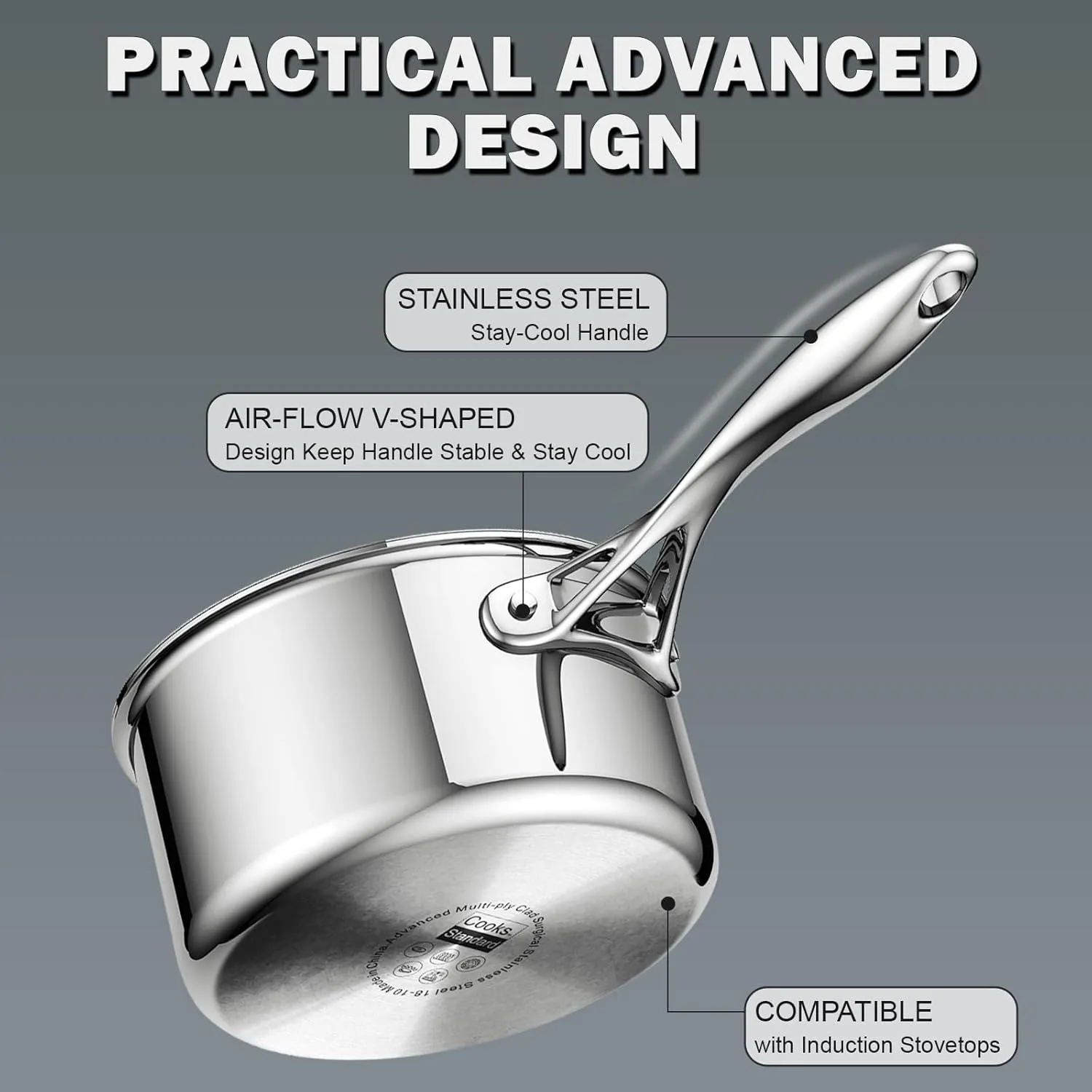 Cooks Standard Multi-Ply Clad Saucepan, 3 Quarts, Silver
