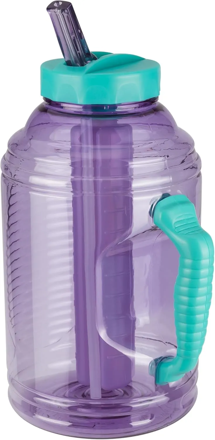 COOL GEAR 2-Pack 80 oz Big Freeze Sports Water Bottle with Freezer Stick and Handle | Hydrating Colored Water Bottle