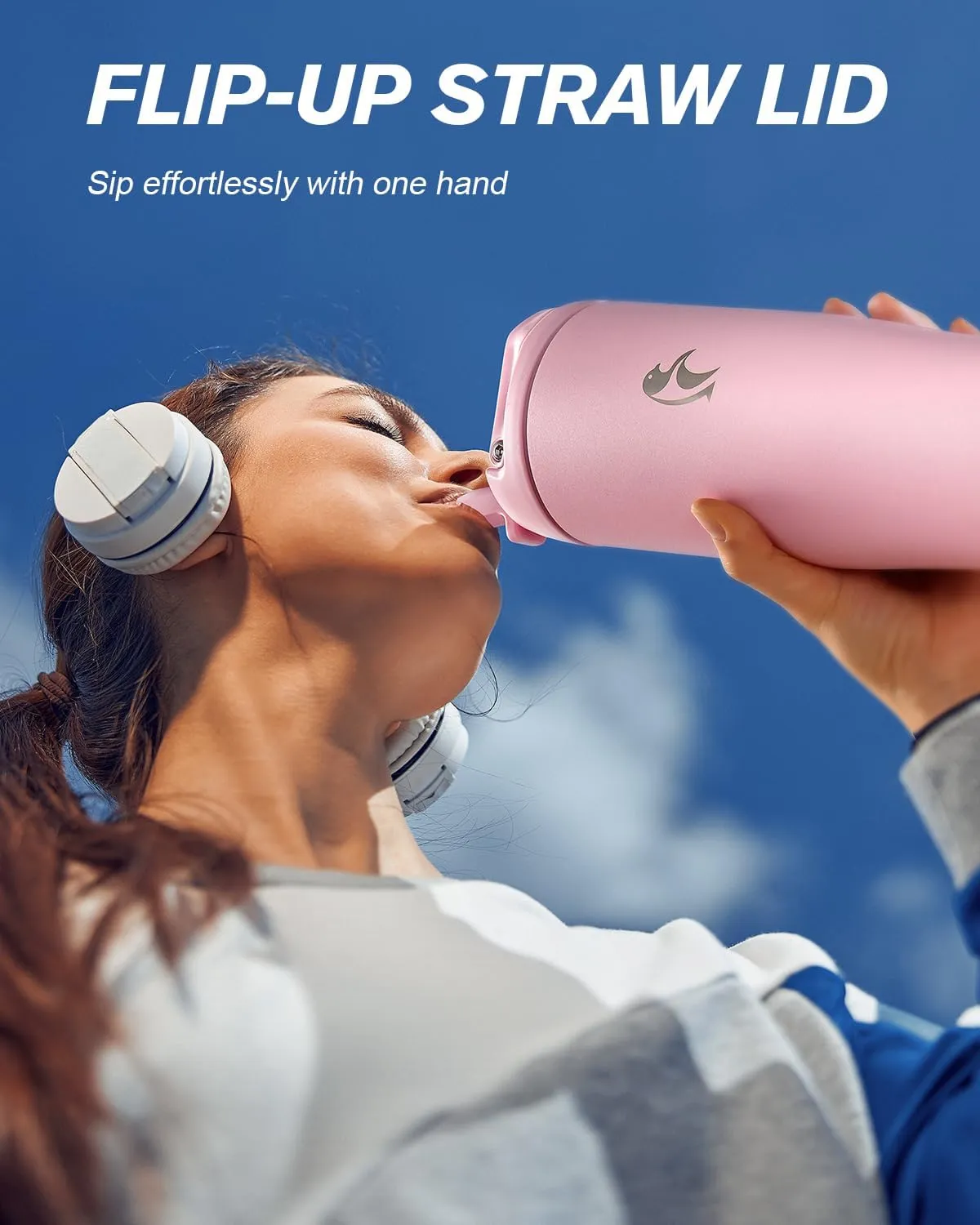Coolflask Slima - 40oz Insulated Water Bottle | Stainless Steel Tumblers with Straw & Handle | Fits Car Cup Holder | Leakproof Jug for Sports, Gym, Travel, Outdoors | Dishwasher Safe, Pink
