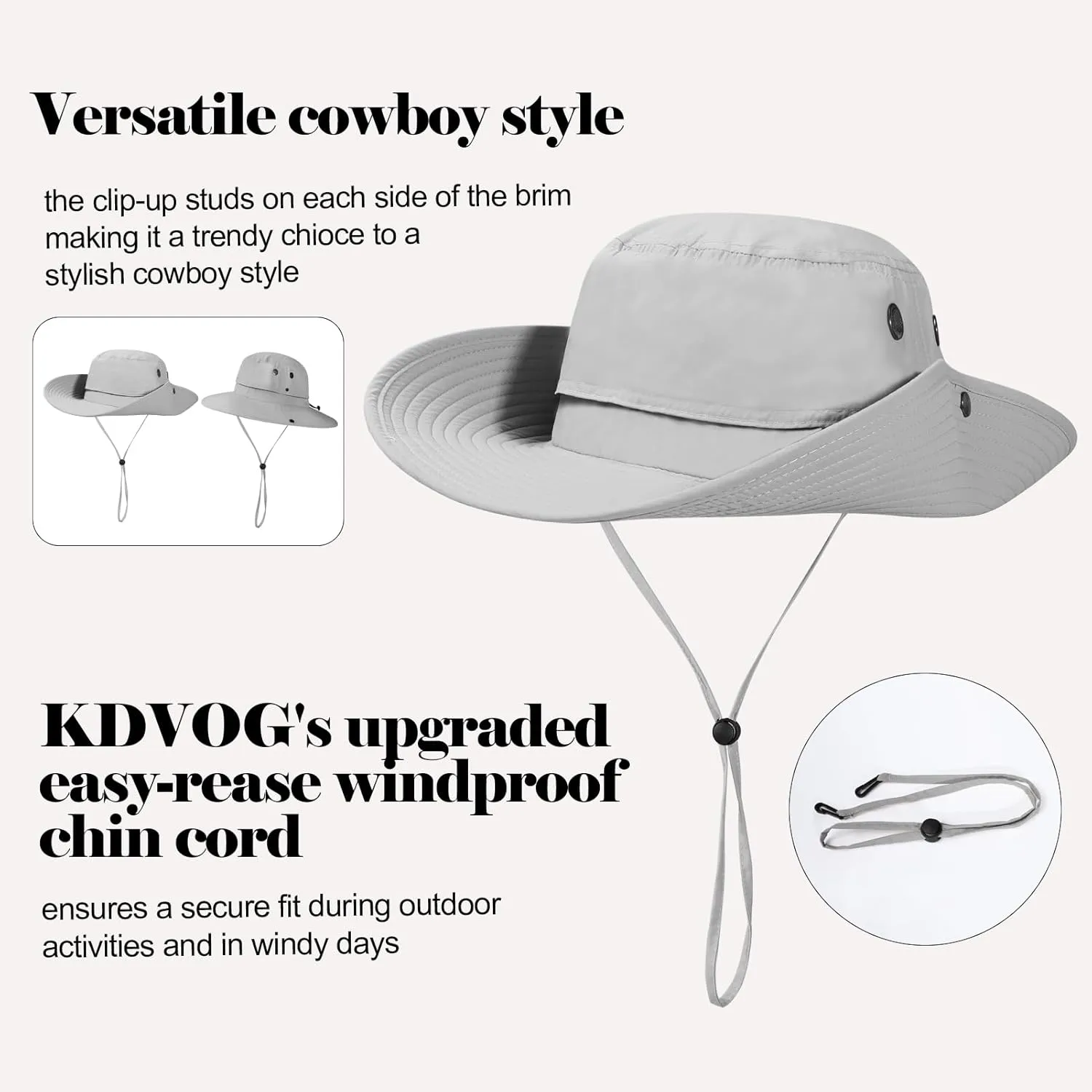 Cooling Bucket Hat UPF 50  Wide Brim Sun Hat for Women Men Lightweight Foldable Summer Hiking Fishing Hat Detachable Strap