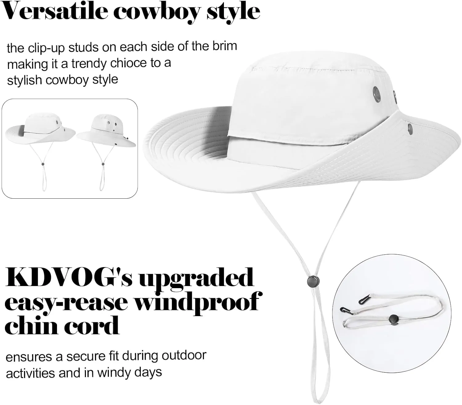 Cooling Bucket Hat UPF 50  Wide Brim Sun Hat for Women Men Lightweight Foldable Summer Hiking Fishing Hat Detachable Strap