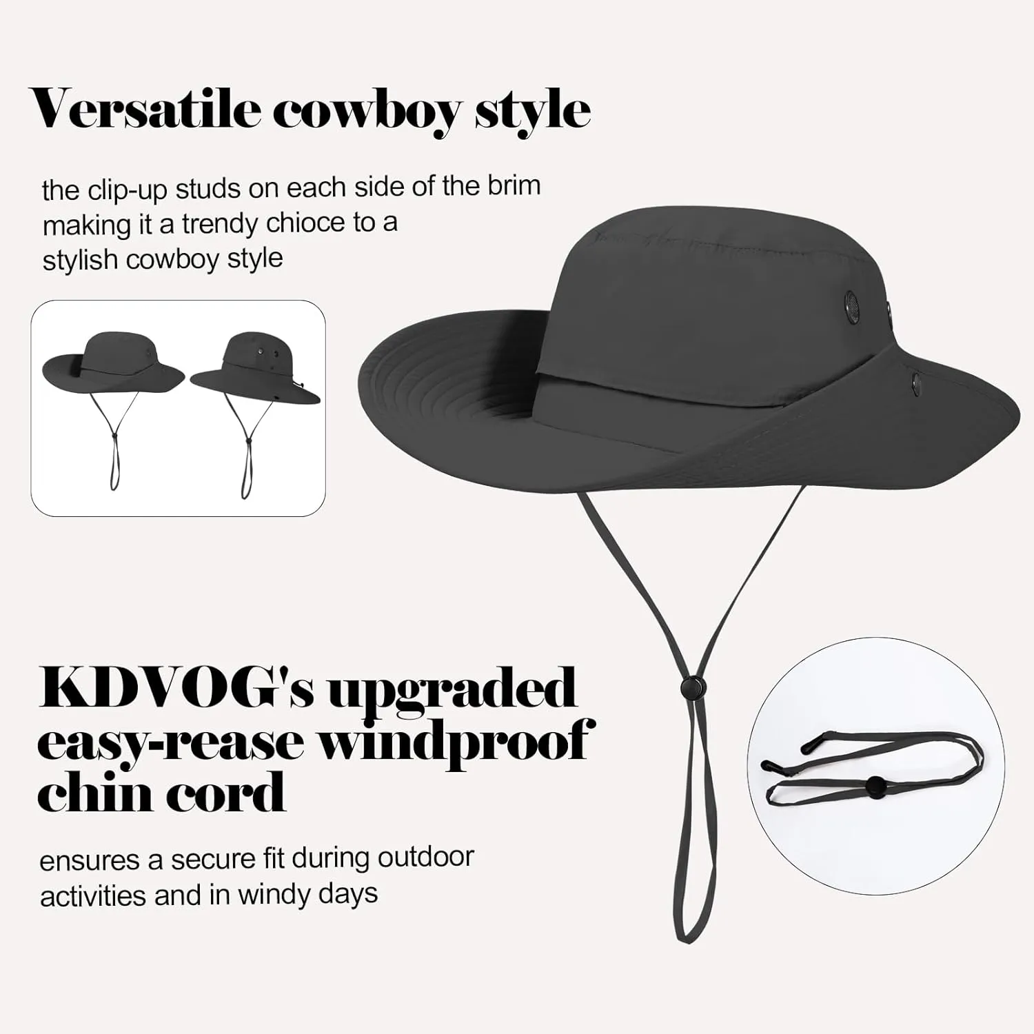 Cooling Bucket Hat UPF 50  Wide Brim Sun Hat for Women Men Lightweight Foldable Summer Hiking Fishing Hat Detachable Strap