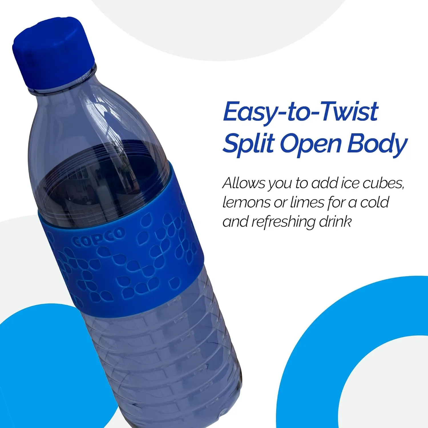 Copco Hydra 16.9oz Water Bottle, Set of 2 - Non-Slip Sleeve & BPA-Free Tritan Plastic - Dishwasher Safe, Reusable Plastic To Go Bottle - Leak-Proof, Spill-Proof, Portable Water Bottle (Navy & Blue)