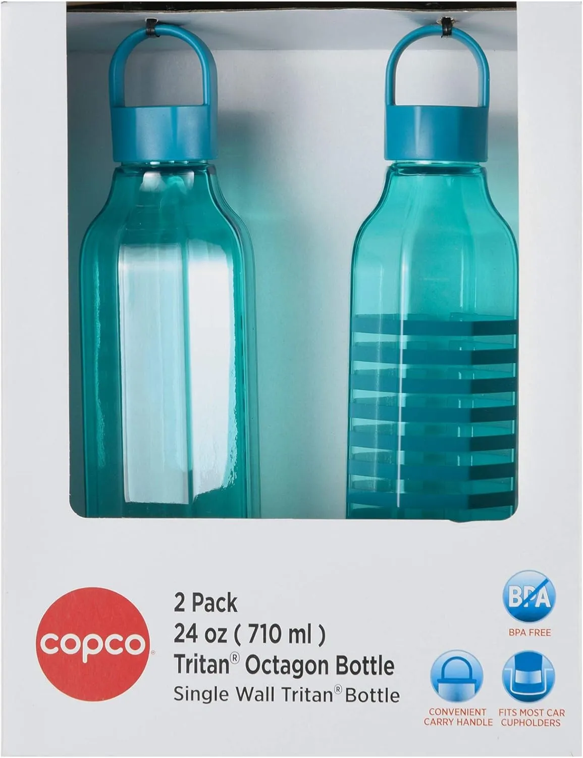 Copco Octagon Travel Water Bottle, 2-piece, Teal