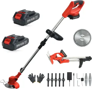Cordless Weed Wacker,Electric Weed Eater,2 Batteries,Grass Trimmer Cordless,Weed Erimmer Hong