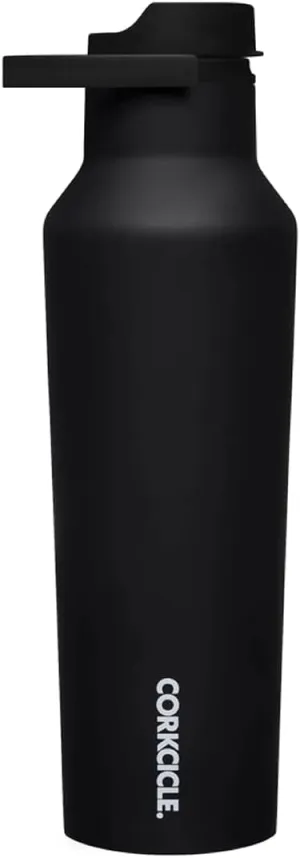 Corkcicle Sport Canteen Insulated Tumbler, Matte Black, 20 oz – Reusable Water Bottle Keeps Beverages Cold for 25 Hours & Hot 12 Hours – Cupholder Friendly Tumbler with Screw-On Cap