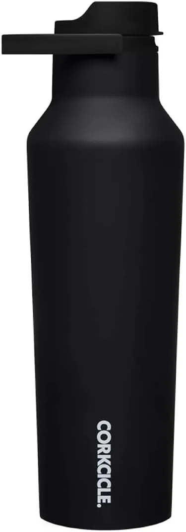 Corkcicle Sport Canteen Insulated Tumbler, Matte Black, 20 oz – Reusable Water Bottle Keeps Beverages Cold for 25 Hours & Hot 12 Hours – Cupholder Friendly Tumbler with Screw-On Cap