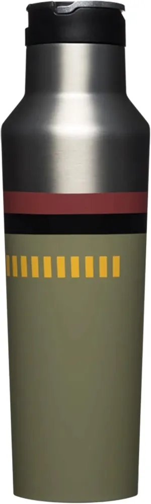 Corkcicle Star Wars 20 Ounce Sport Canteen Triple Insulated Stainless Steel Water Bottle with Straw Cap and Folding Metal Handle, Bobba Fett