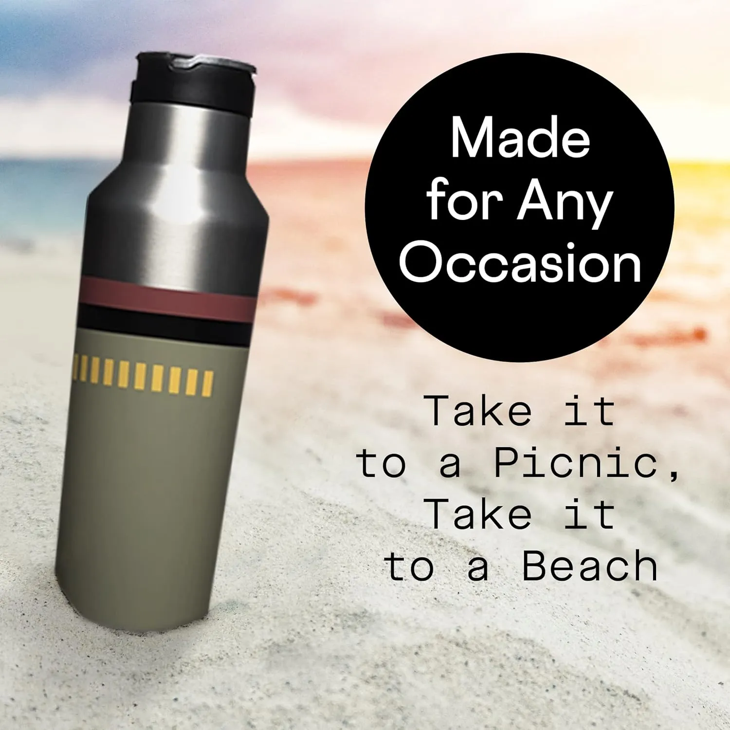 Corkcicle Star Wars 20 Ounce Sport Canteen Triple Insulated Stainless Steel Water Bottle with Straw Cap and Folding Metal Handle, Bobba Fett