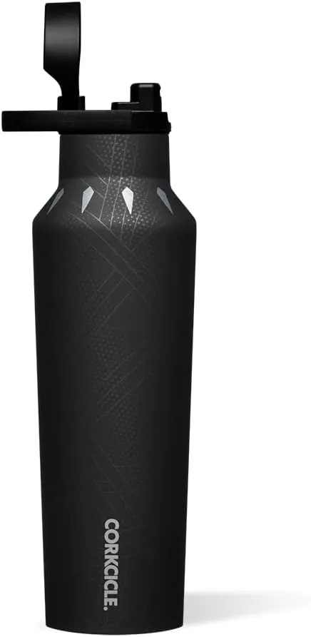 Corkcicle x Marvel Black Panther Sport Canteen Insulated Tumbler, 20 oz – Reusable Water Bottle Keeps Beverages Cold for 25 Hours & Hot 12 Hours – Cupholder Friendly Tumbler with Screw-On Cap