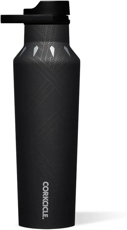 Corkcicle x Marvel Black Panther Sport Canteen Insulated Tumbler, 20 oz – Reusable Water Bottle Keeps Beverages Cold for 25 Hours & Hot 12 Hours – Cupholder Friendly Tumbler with Screw-On Cap