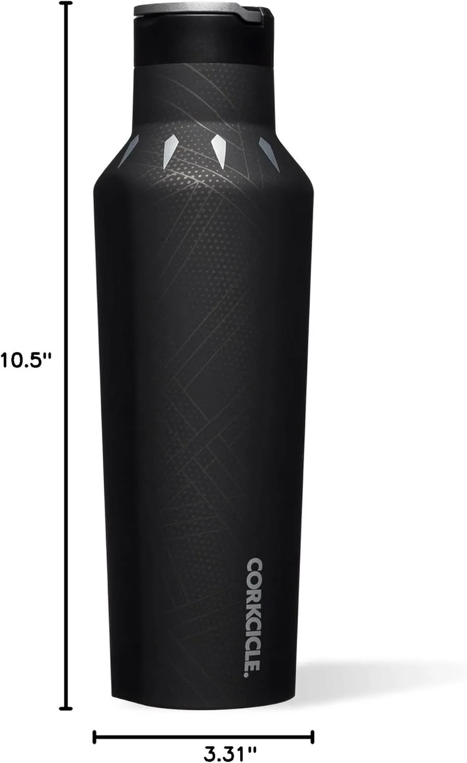 Corkcicle x Marvel Black Panther Sport Canteen Insulated Tumbler, 20 oz – Reusable Water Bottle Keeps Beverages Cold for 25 Hours & Hot 12 Hours – Cupholder Friendly Tumbler with Screw-On Cap