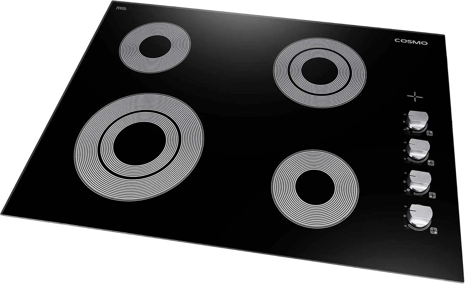 COSMO COS-304ECC Electric Ceramic Glass Cooktop with 4 Burners, Dual Zone Element, Hot Surface Indicator Light and Control Knobs, 30 inches, Black