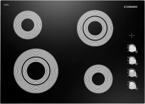 COSMO COS-304ECC Electric Ceramic Glass Cooktop with 4 Burners, Dual Zone Element, Hot Surface Indicator Light and Control Knobs, 30 inches, Black