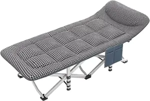 Cots for Camping, Wide Folding Camping Cot with Pillow ANG Extra Thick Matress, 220 Kg/485 Lbs Max Load, Folding Sleeping Cot, 190 * 68 * 35cm/74.8 * 26.8 * 13.8in