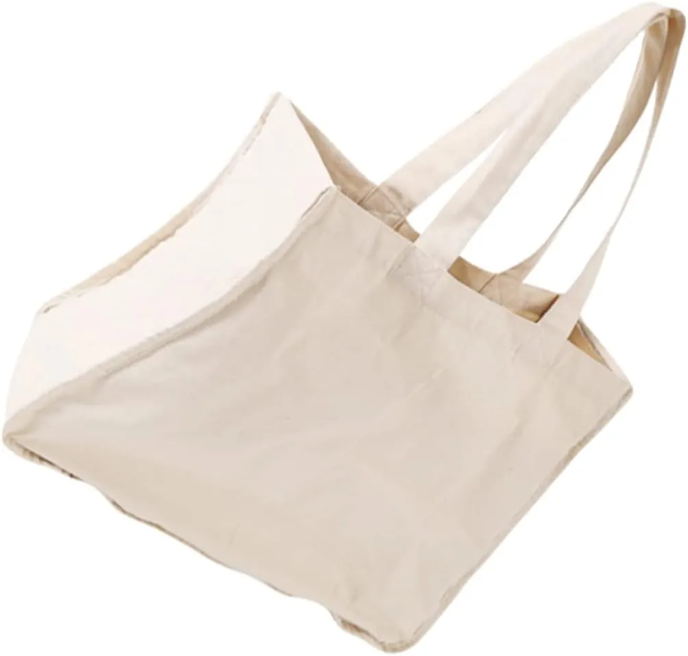 Cotton Canvas Grocery Bag Large Capacity Tote Multi-purpose Organizer for Home School Travel