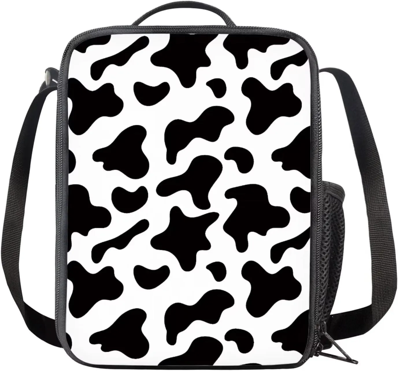 Cow Print Kids Backpack for Boys 8-12 School Backpack Set 3 in 1 Lightweight Causal Rucksack Thermal Foldable Lunch Box Pencil Case Set for Travel Work Office Climbing School