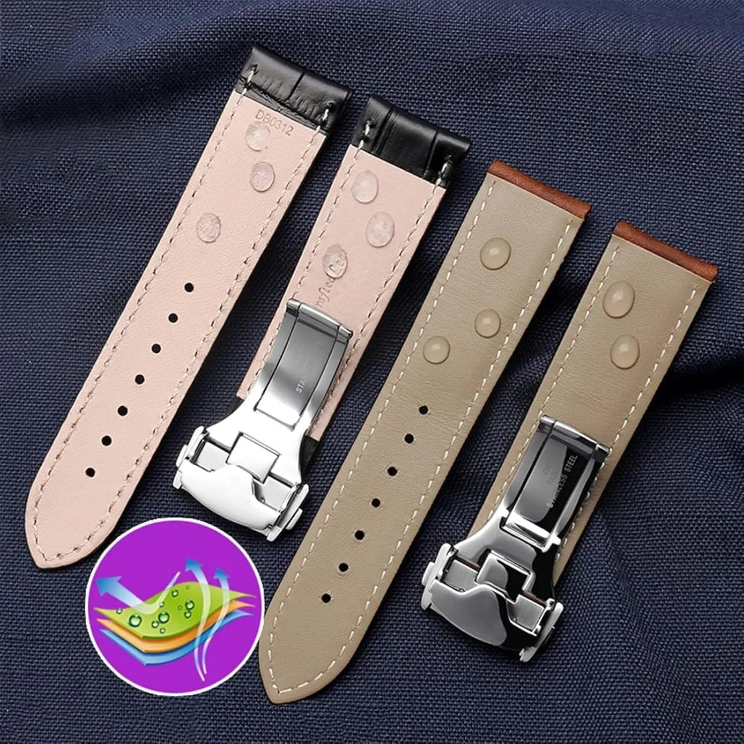 Cowhide Leather Watchband For Hamilton Khaki Aviation Classic Series Watch Strap With Folding Buckle Men Bracelet
