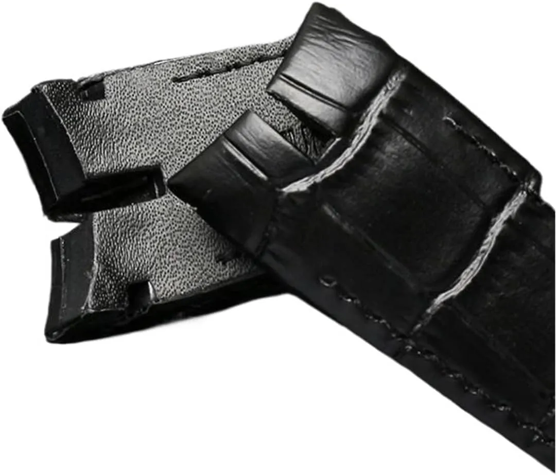 Cowhide Watch Strap 26mm Compatible with Roger Dubuis Compatible with Excalibur Series Watch Band 42mm Dial RDDBEX0405 Steel Buckle Men‘s Accessories(Black Black)