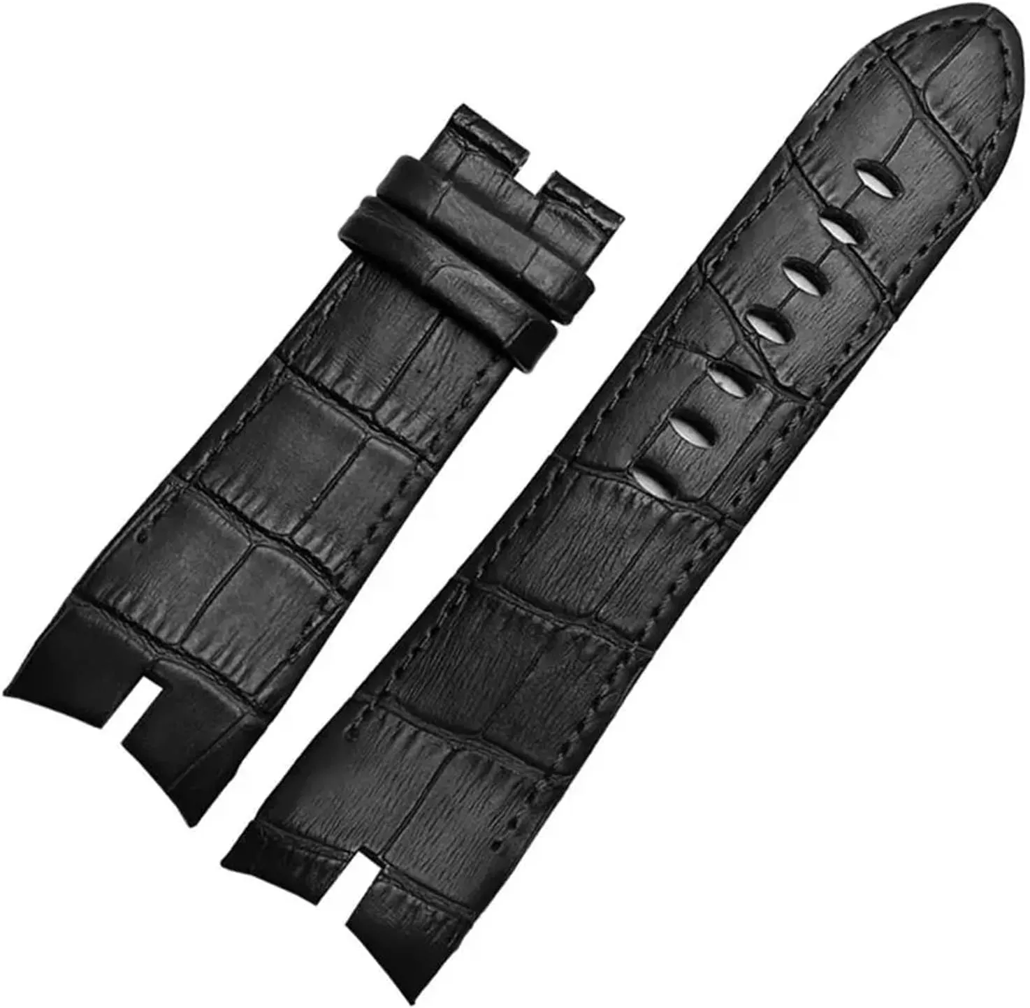 Cowhide Watch Strap 26mm Compatible with Roger Dubuis Compatible with Excalibur Series Watch Band 42mm Dial RDDBEX0405 Steel Buckle Men‘s Accessories(Black Black)