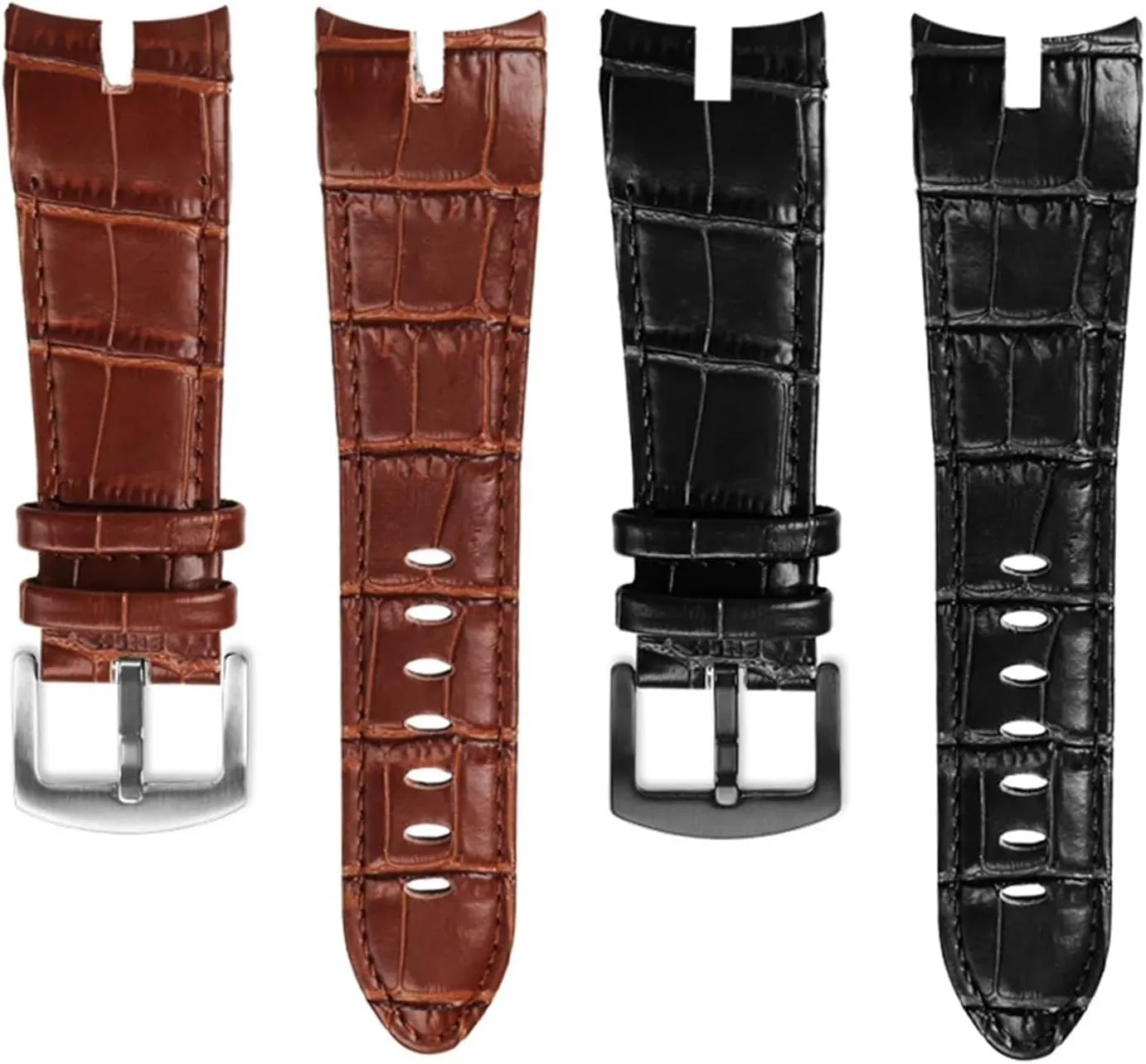 Cowhide Watch Strap 26mm Compatible with Roger Dubuis Compatible with Excalibur Series Watch Band 42mm Dial RDDBEX0405 Steel Buckle Men‘s Accessories(Black Black)
