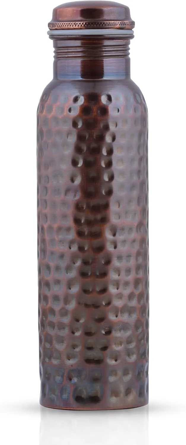 Craft Trade Pure Copper Bottle with Lid and Carry Bag for Drinking Water BPA Free Leak Proof Boosts Immunity, Supports Digestive & Liver Health, Ayurveda 34oz - 1 Litre Black