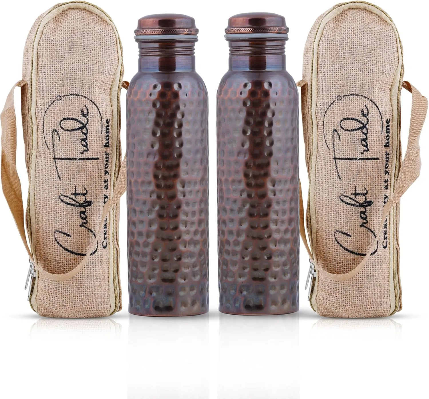 Craft Trade Pure Copper Bottle with Lid and Carry Bag for Drinking Water BPA Free Leak Proof Boosts Immunity, Supports Digestive & Liver Health, Ayurveda 34oz - 1 Litre Black