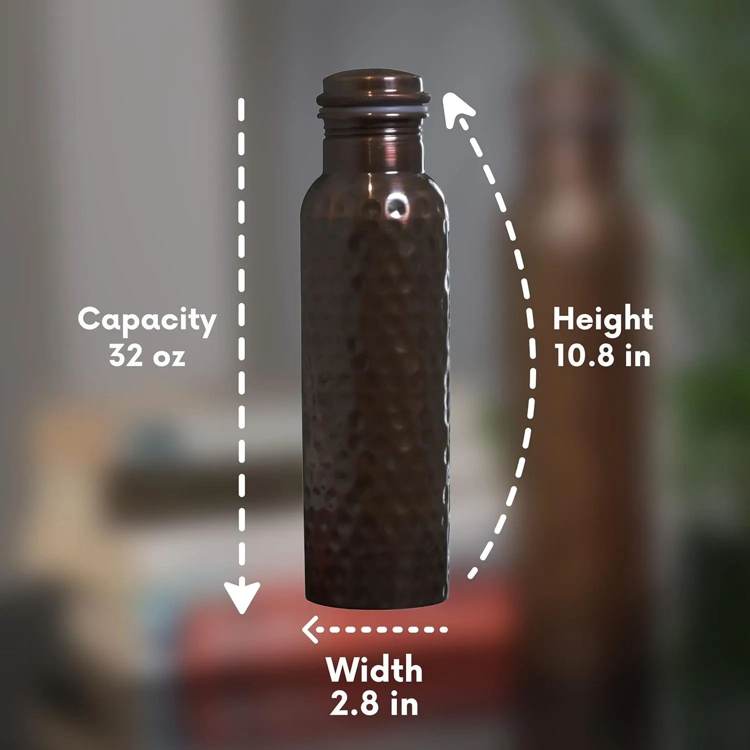 Craft Trade Pure Copper Bottle with Lid and Carry Bag for Drinking Water BPA Free Leak Proof Boosts Immunity, Supports Digestive & Liver Health, Ayurveda 34oz - 1 Litre Black