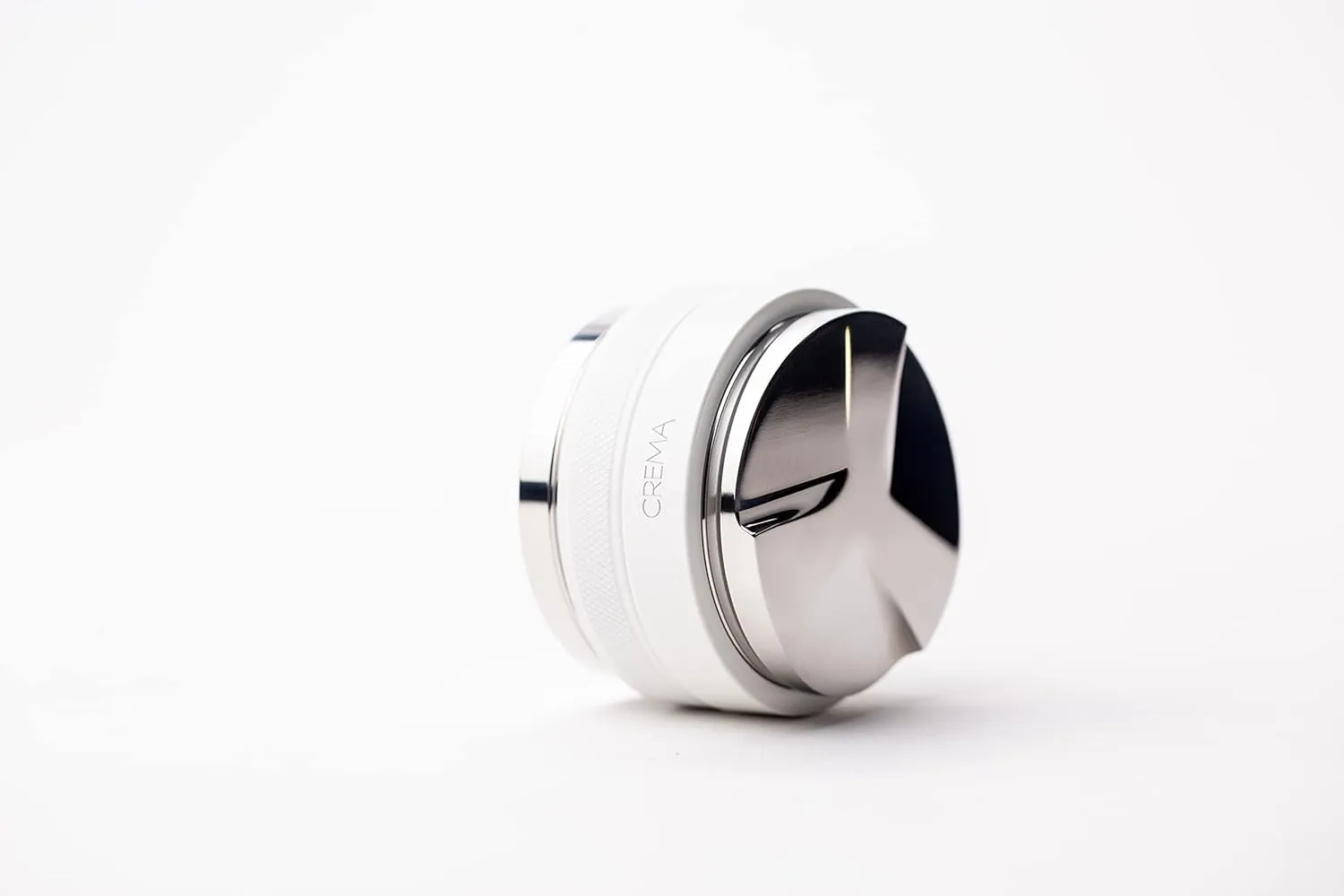 Crema Coffee Products - 58mm 2-in-1 Tamper & Distributor - White - Beautiful Espresso Hand Tampers, White