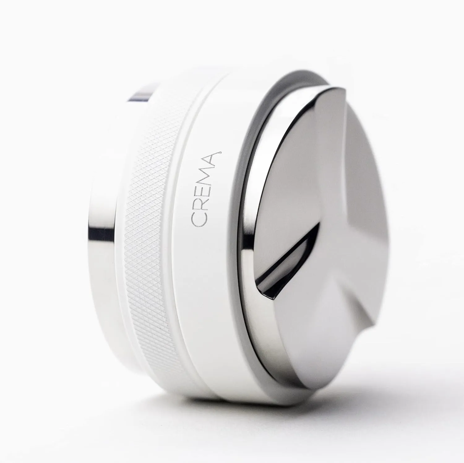 Crema Coffee Products - 58mm 2-in-1 Tamper & Distributor - White - Beautiful Espresso Hand Tampers, White