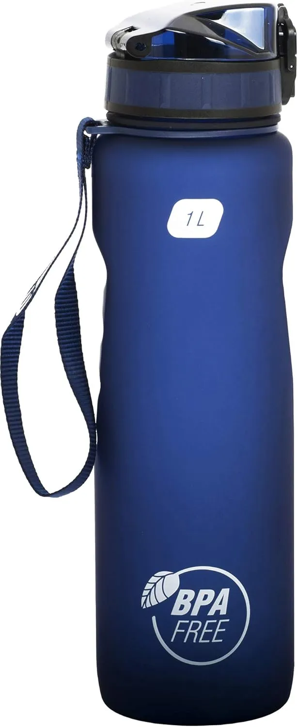 Cressi H2O Frosted Drinking Flask - One Click Opening, Lanyard for Easy Carrying, Filter for Ice and Fruit - 600 ml / 1000 ml - BPA Free - Designed in Italy
