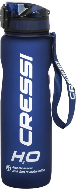 Cressi H2O Frosted Drinking Flask - One Click Opening, Lanyard for Easy Carrying, Filter for Ice and Fruit - 600 ml / 1000 ml - BPA Free - Designed in Italy