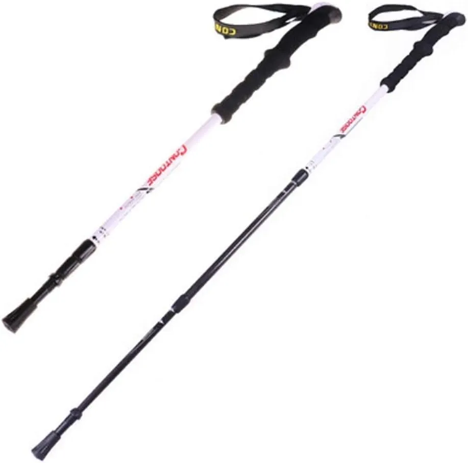 Crutch Trekking Poles Walking Anti Shock Sticks Carbon Super Light Three Sections Telescopic Sticks Travel Equipment (Color : White)