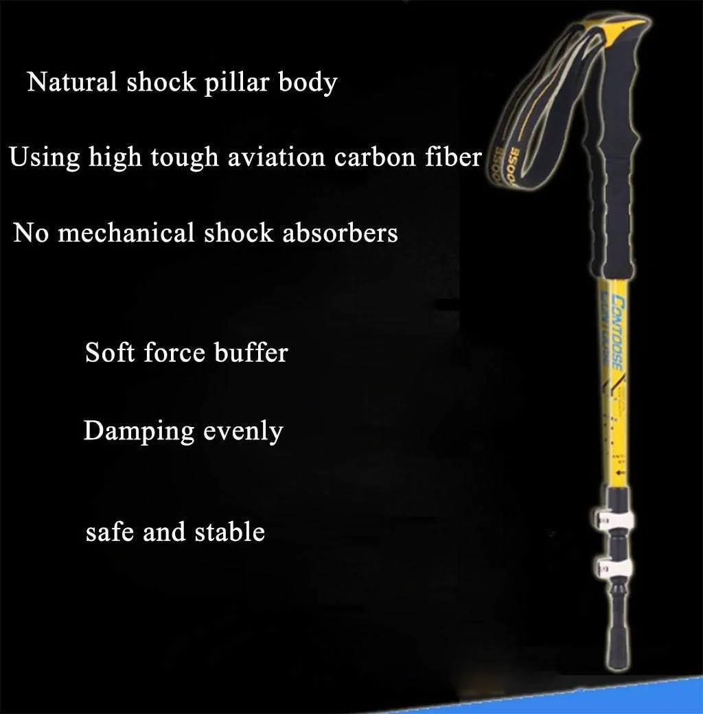 Crutch Trekking Poles Walking Anti Shock Sticks Carbon Super Light Three Sections Telescopic Sticks Travel Equipment (Color : White)