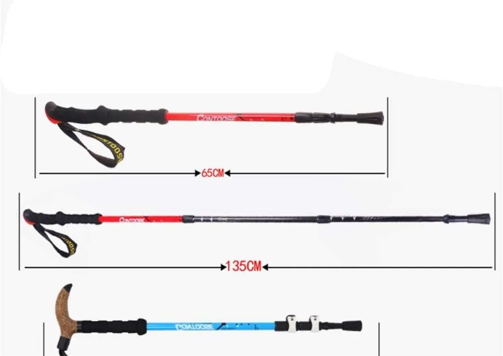 Crutch Trekking Poles Walking Anti Shock Sticks Carbon Super Light Three Sections Telescopic Sticks Travel Equipment (Color : White)
