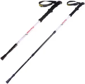 Crutch Trekking Poles Walking Anti Shock Sticks Carbon Super Light Three Sections Telescopic Sticks Travel Equipment (Color : White)