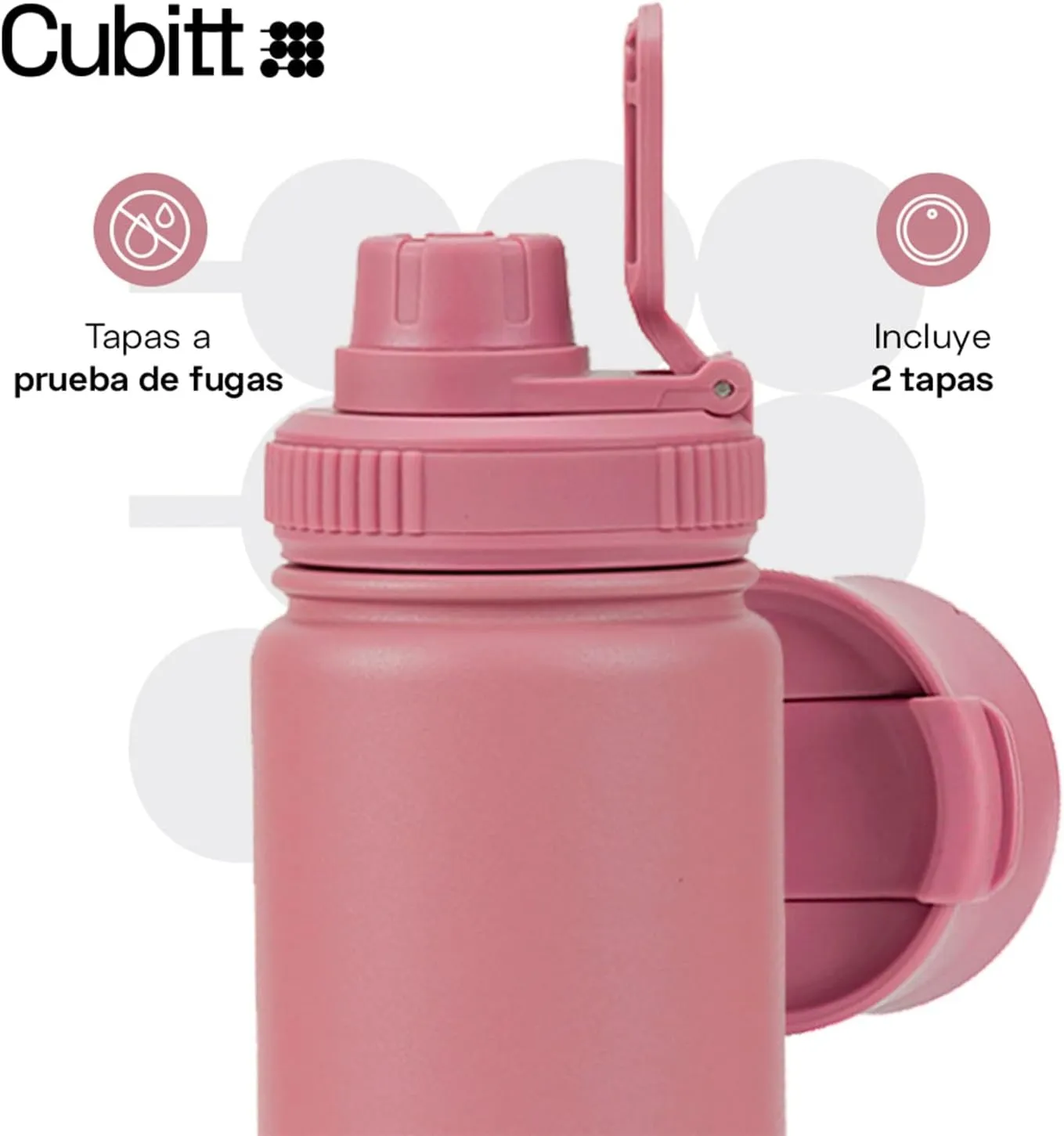 Cubitt Insulated Sports Hydro Water Bottle 24 oz, 2 Lids (Coffee Lid and Wide Mouth Twist Sports Lid), Stainless Steel, Double Walled. Cold for up to 24 hours, Hot for up to 12 hours Burgundy