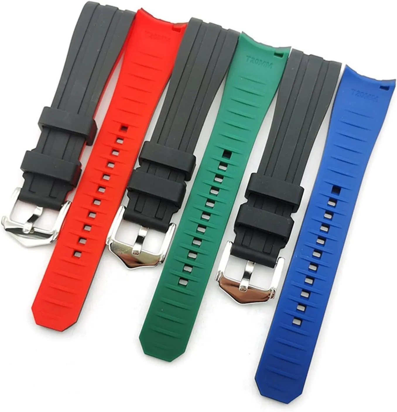 Curved End Diving Quick Release Silicone watch Bracelet for Omega Rubber Strap for Seiko Wristband for Tissot Watch Band for Tudor